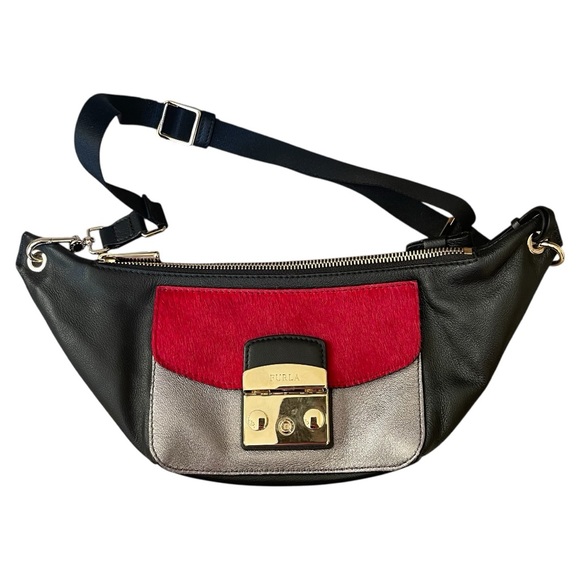 Furla Handbags - Furla Red Leather fur Pony Hair Belt Bag fanny pack Crossbody bag Made in Italy